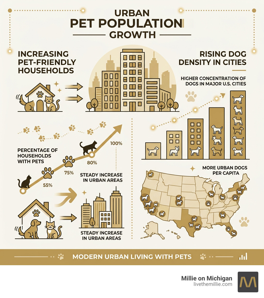 Rise in pet-friendly households and dog density in major U.S. cities infographic - pet friendly apartment search infographic 