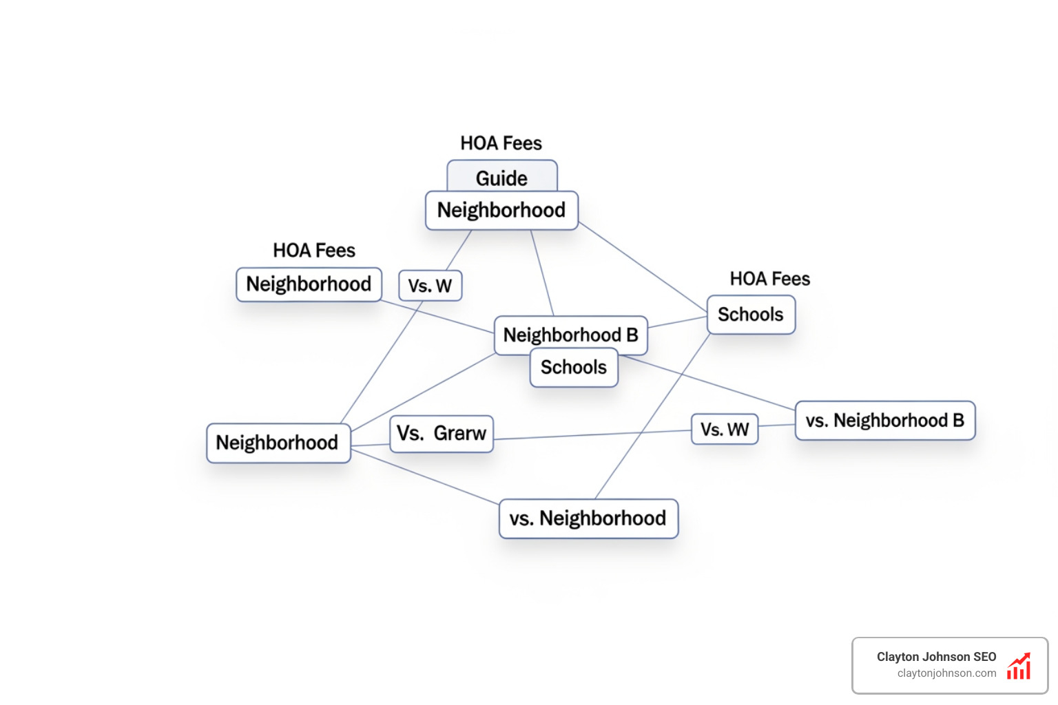A visual map of a neighborhood content hub with interconnected guides - Real Estate SEO & Marketing