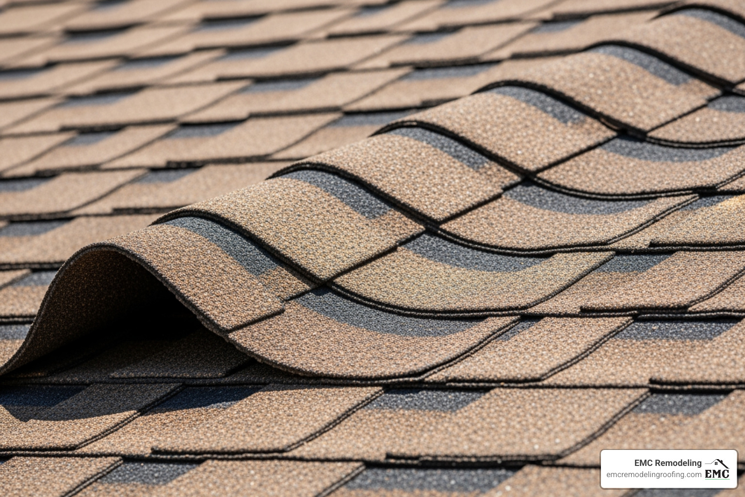 heat damage on roof shingles showing curling and granule loss - roof ventilation solutions heat damage on roof shingles showing curling and granule loss - roof ventilation solutions