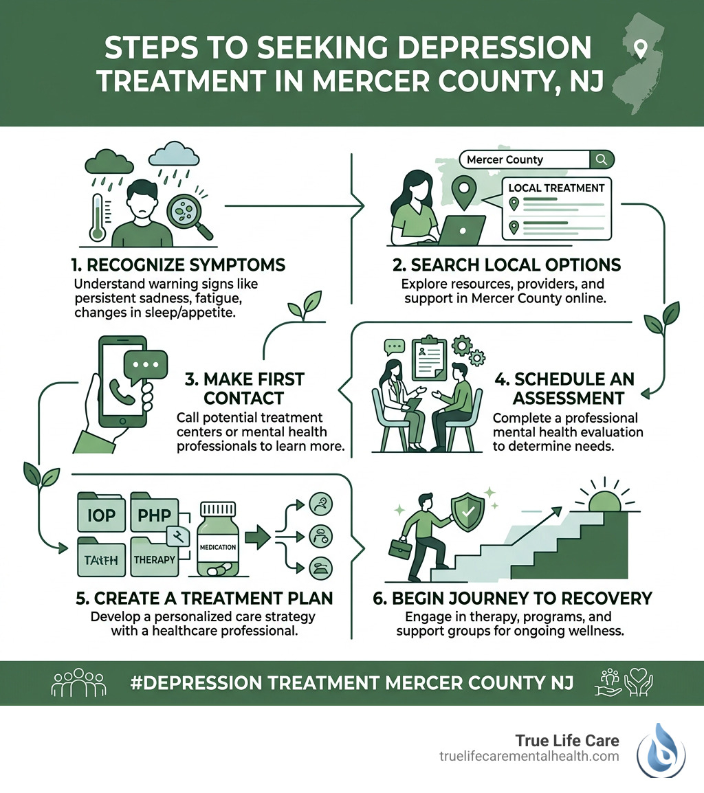 Steps to seeking depression treatment in Mercer County NJ infographic - Depression Treatment In Mercer County New Jersey