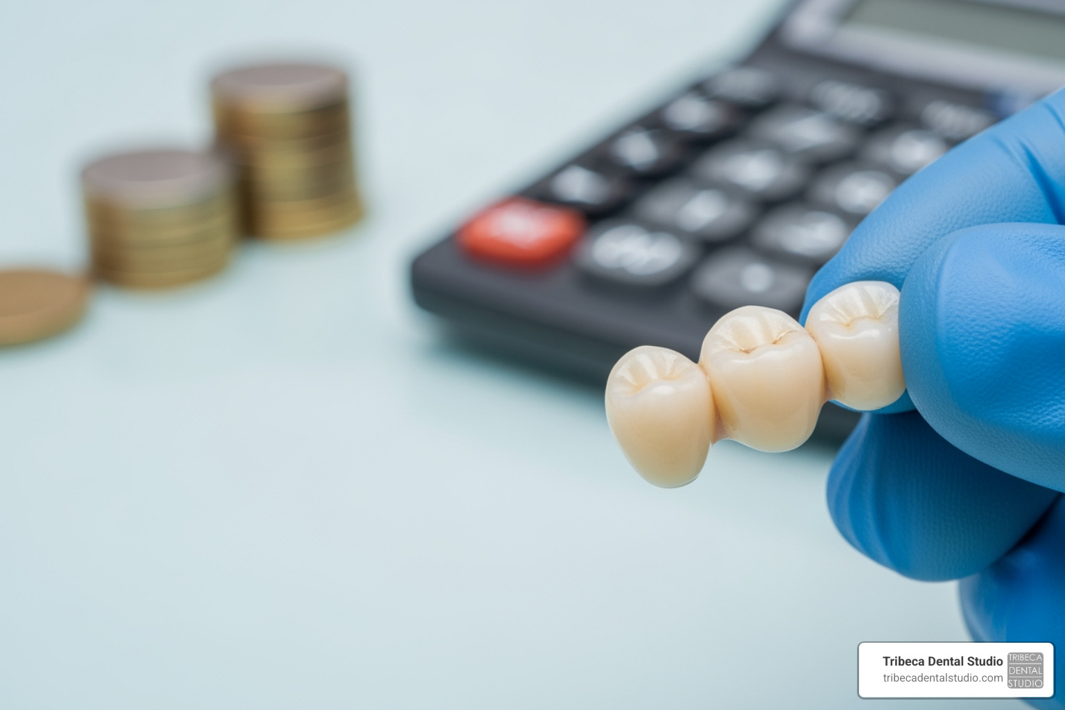 Before and after comparison of a damaged tooth versus a tooth restored with a porcelain crown - how much dental crown