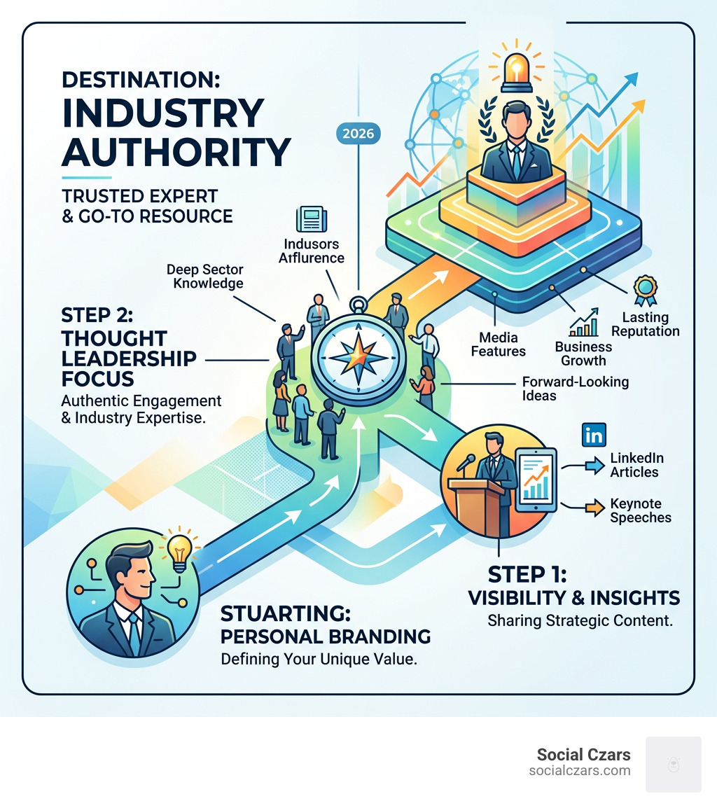Journey from personal branding to industry authority for executives - Executive thought leadership infographic 