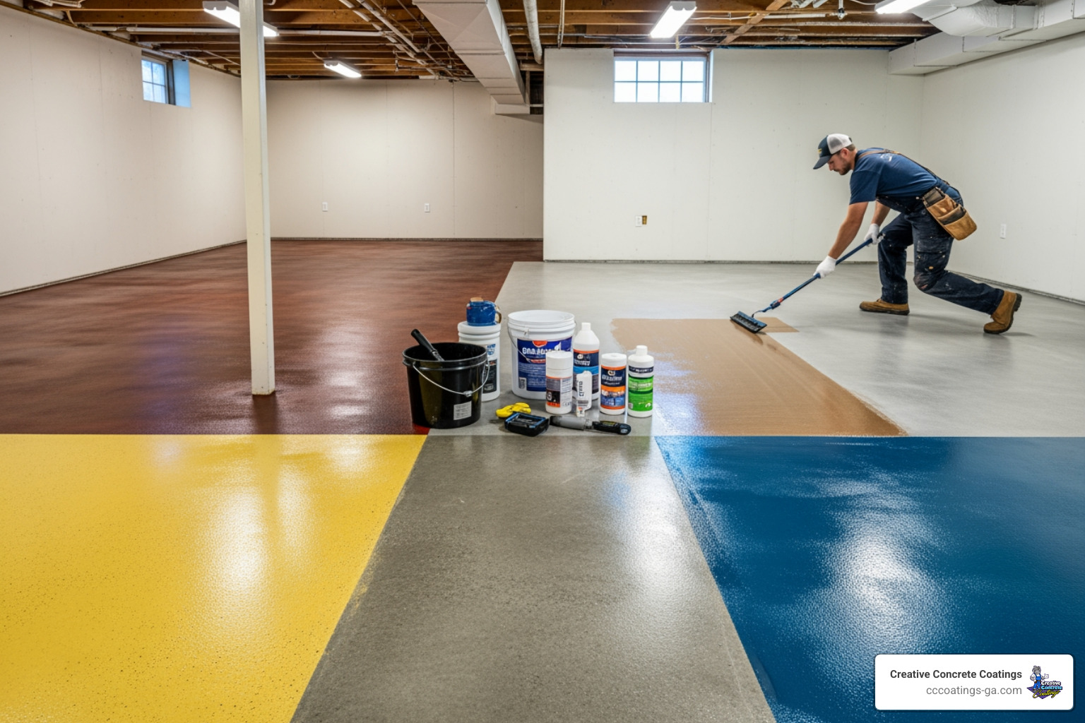 Diagram showing how polyaspartic coatings penetrate deep into concrete pores compared to epoxy - best basement floor coating Diagram showing how polyaspartic coatings penetrate deep into concrete pores compared to epoxy - best basement floor coating