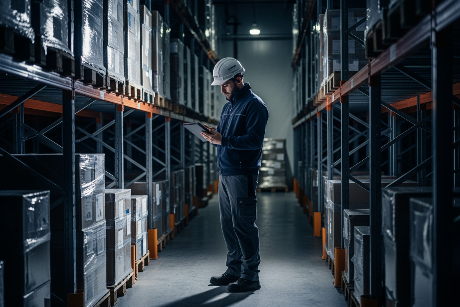 logistics worker checking temperature logs on a digital tablet - temperature controlled warehousing logistics worker checking temperature logs on a digital tablet - temperature controlled warehousing