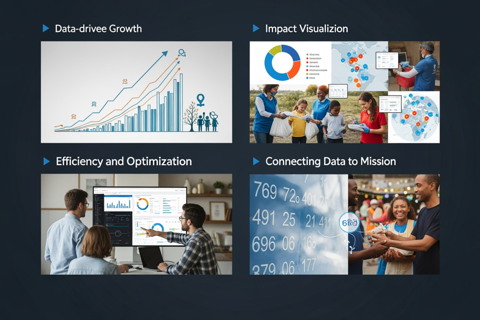 A donor dashboard showing growth trends and donor segments - analytics for nonprofit