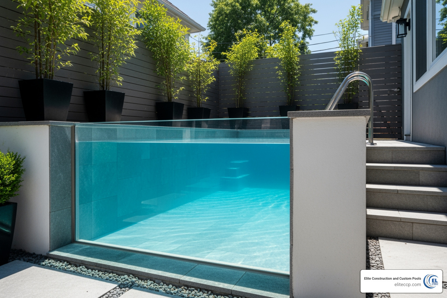 glass fronted small pool - modern small pool ideas