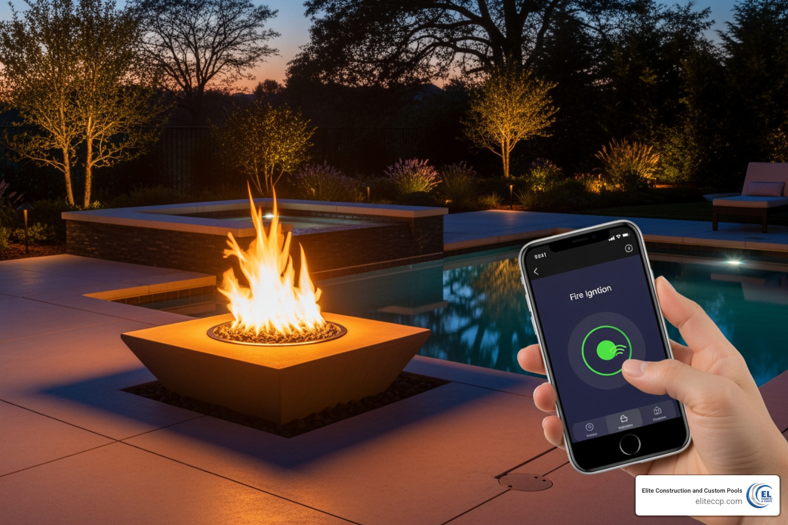 Automated Fire Feature Being Controlled By A Smartphone App - Fire Bowls For Pool Near Me Automated fire feature being controlled by a smartphone app - fire bowls for pool near me