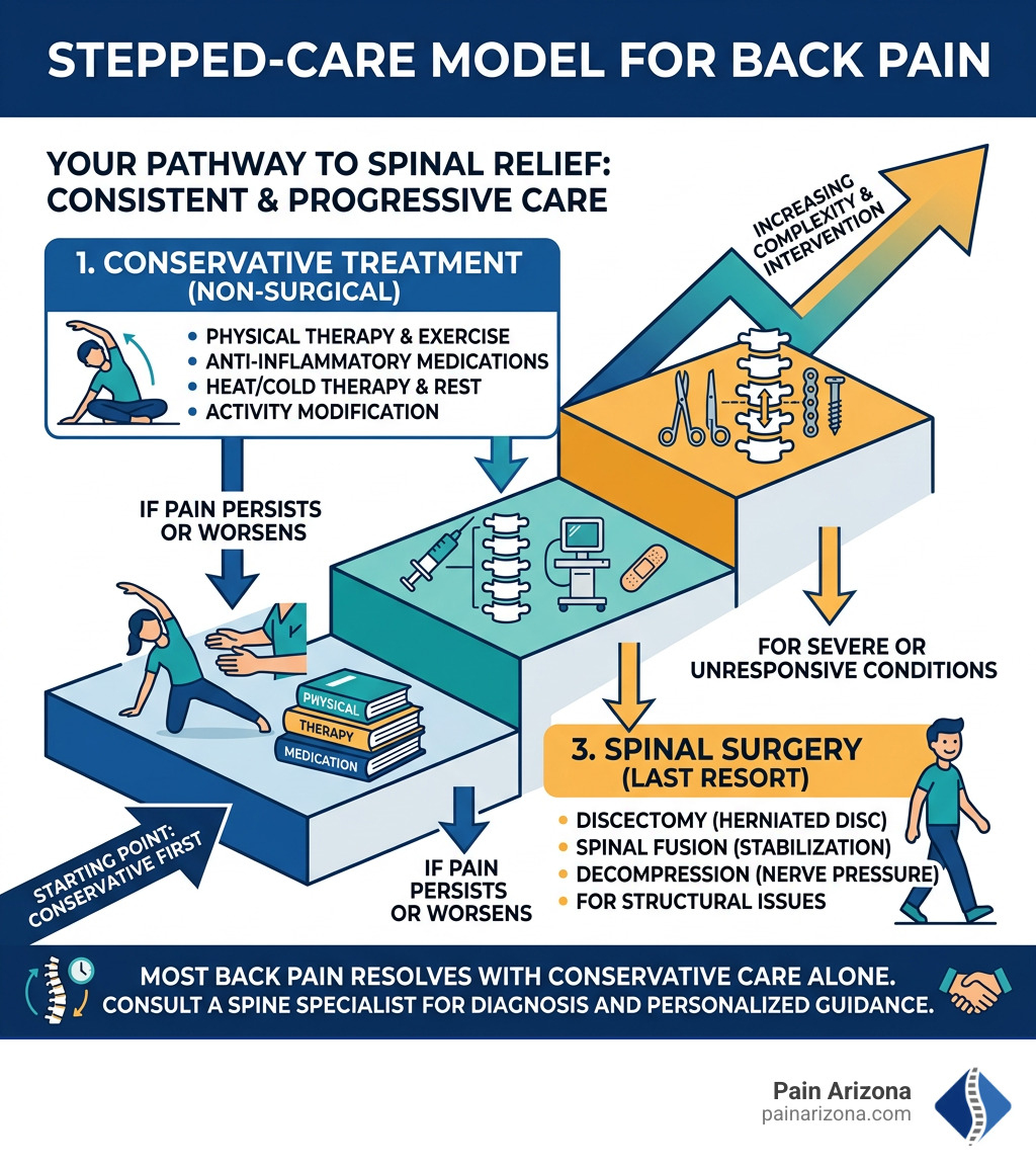 Stepped-care model for back pain: from conservative treatment to minimally invasive to surgery - Phoenix spine doctor