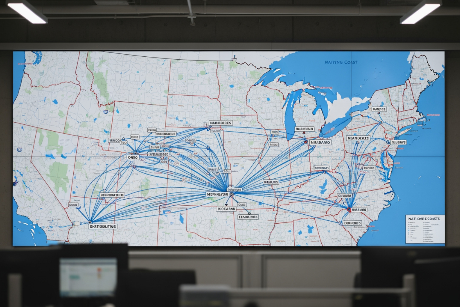 map showing distribution nodes across the midwest and beyond - scalable fulfillment solutions