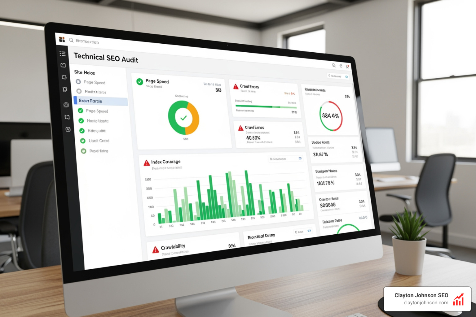 Technical SEO audit showing site health and crawlability metrics for an enterprise website - b2b seo services Technical SEO audit showing site health and crawlability metrics for an enterprise website - b2b seo services