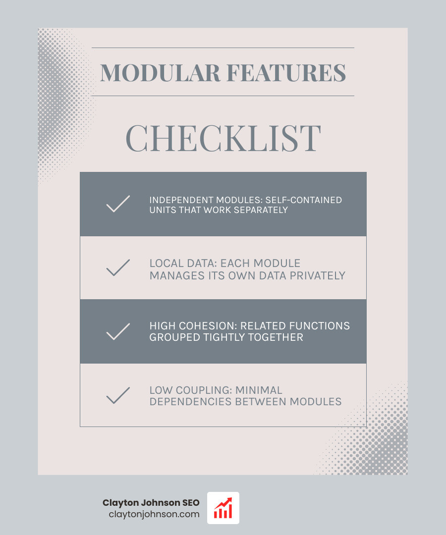 Modular vs monolithic programming features comparison infographic - what are the features of modular programming infographic Modular vs monolithic programming features comparison infographic - what are the features of modular programming infographic
