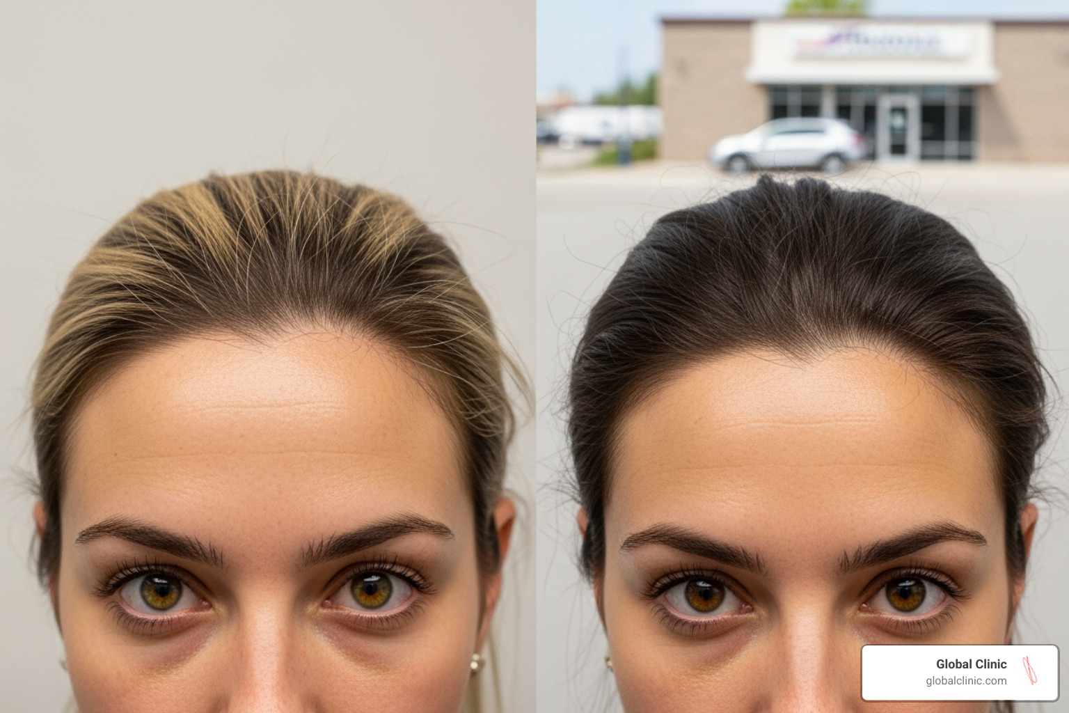 Before and after hair restoration results using PRF injections - prf injections arlington