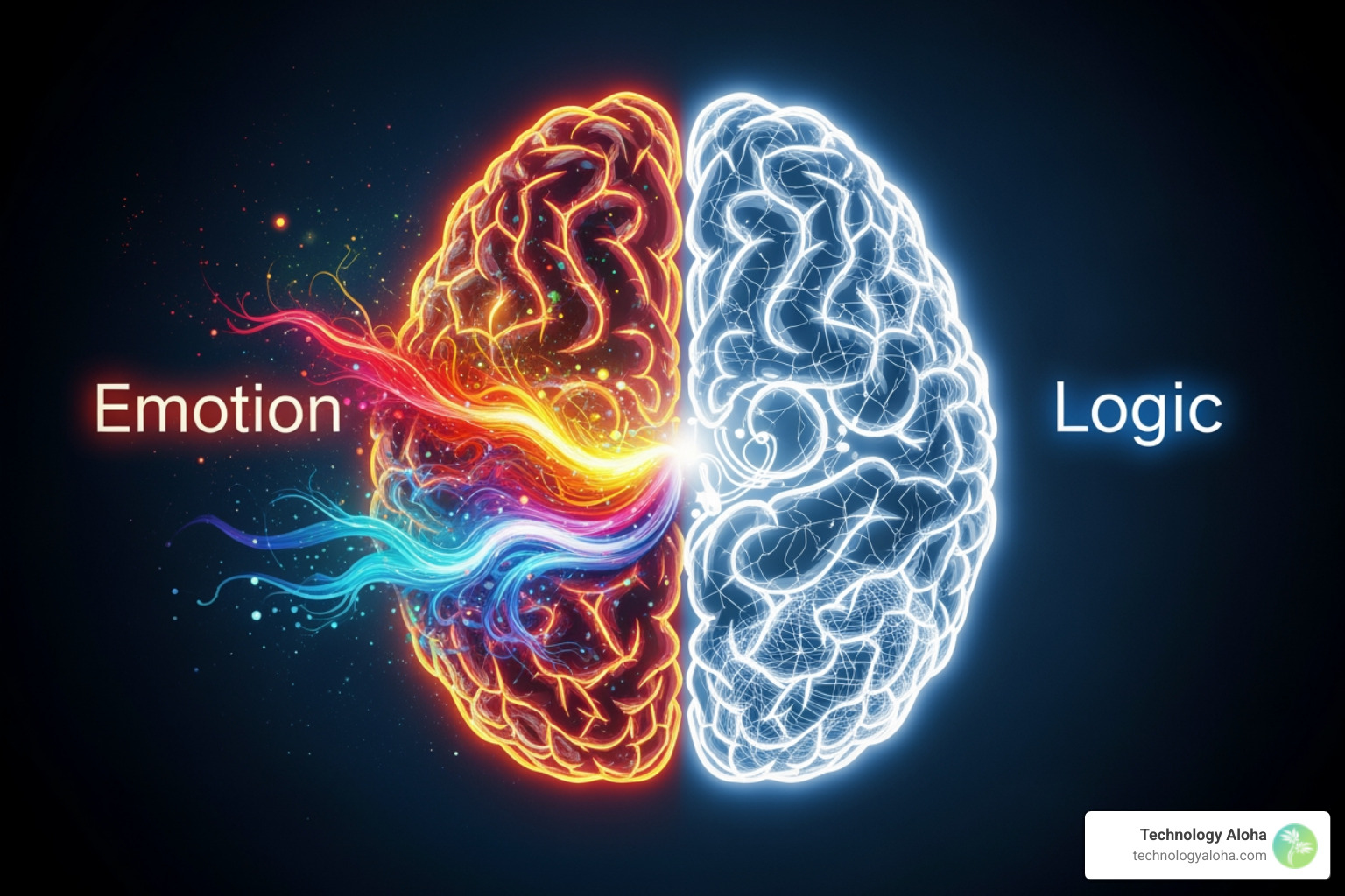 Diagram showing the emotional vs logical brain in sales page copywriting - sales page copywriting