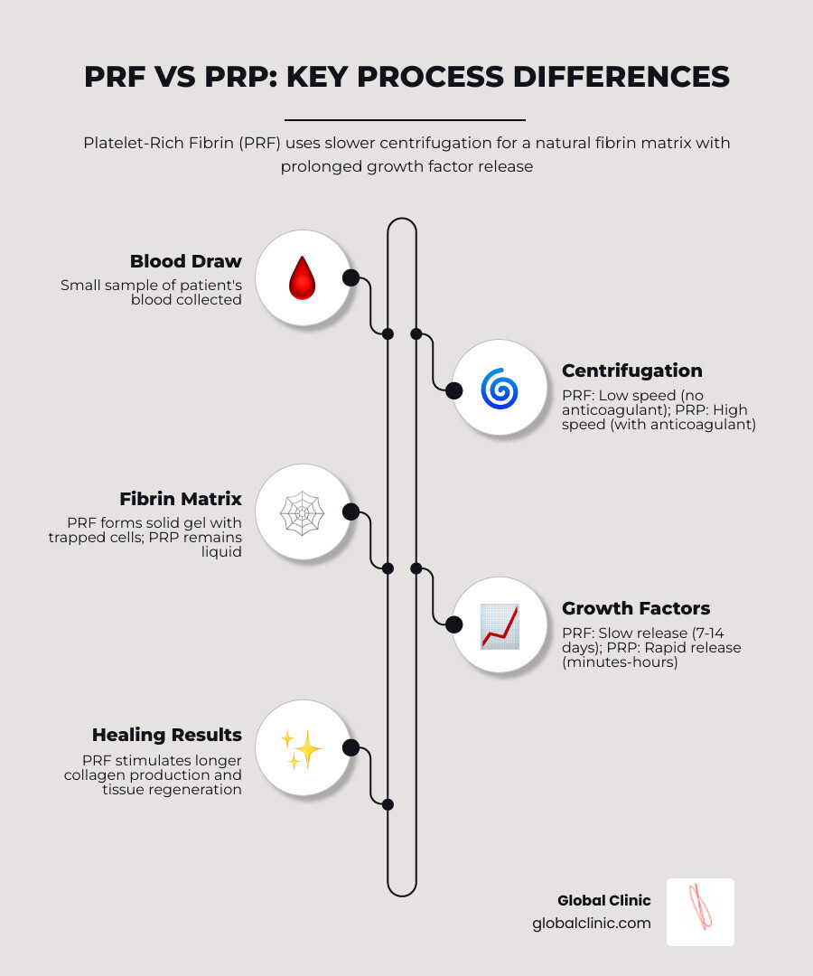 PRF vs PRP centrifugation process, growth factor release comparison, session count, and results timeline - prf injections PRF vs PRP centrifugation process, growth factor release comparison, session count, and results timeline - prf injections