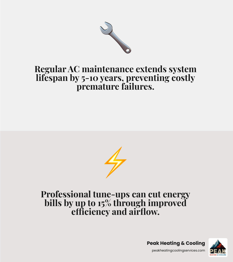 Infographic showing benefits of regular AC maintenance in Northbrook IL for homeowners - air conditioner service Northbrook