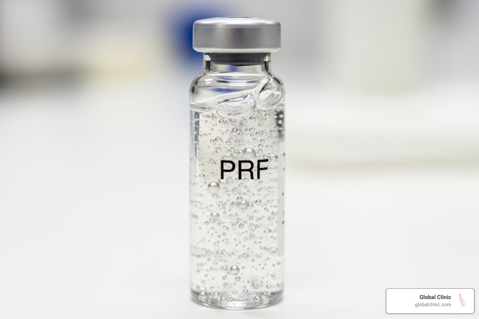 PRF vial showing the fibrin matrix - prf facial injections