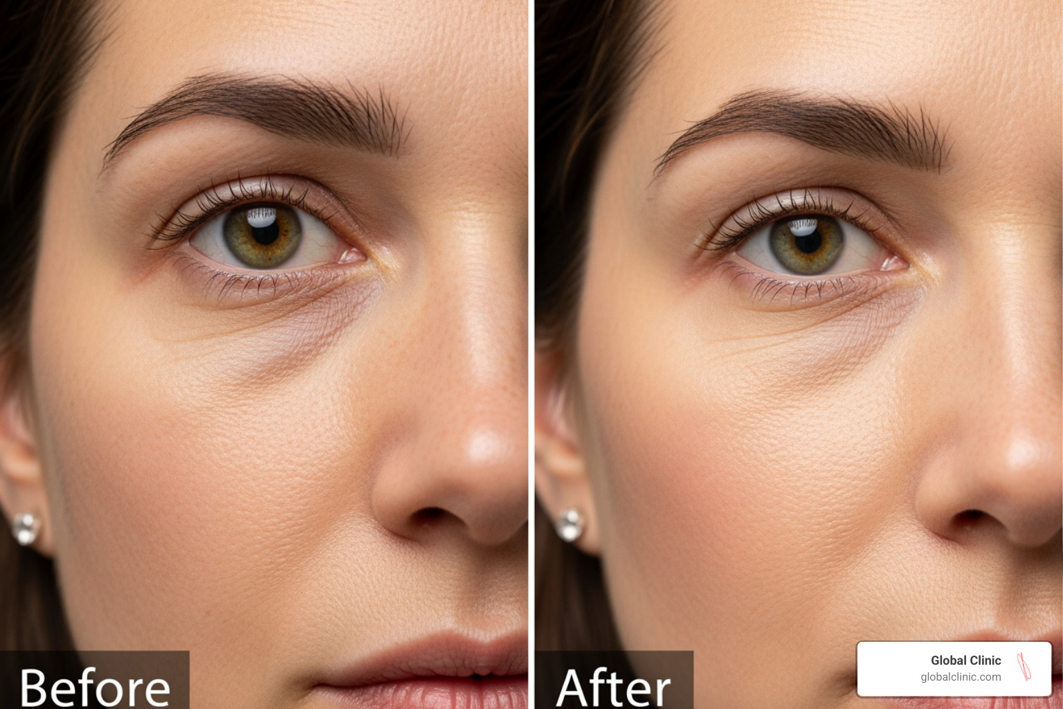 Before and after comparison of under-eye hollowing and dark circles - prf injections before and after