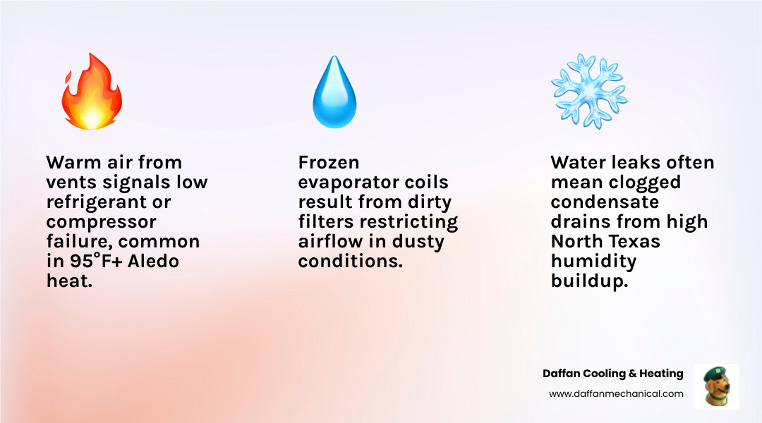 Infographic showing signs of AC trouble, causes, and tips for keeping repair costs low in Aledo TX - affordable ac repair in Infographic showing signs of AC trouble, causes, and tips for keeping repair costs low in Aledo TX - affordable ac repair in