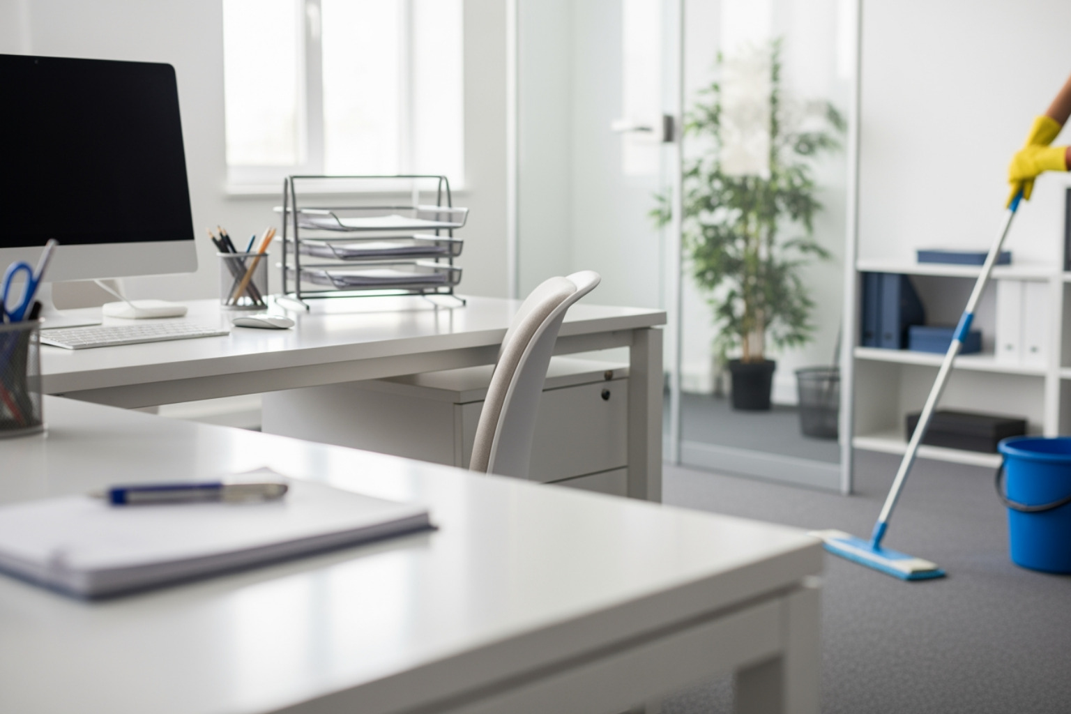 professional cleaning crew in a commercial lobby with high-visibility gear - small office cleaning services professional cleaning crew in a commercial lobby with high-visibility gear - small office cleaning services