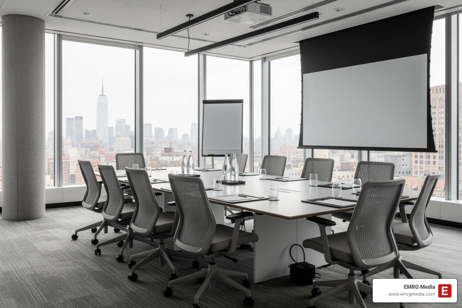 Modern, inspiring NYC meeting space with natural light and professional setup - corporate meeting event planning