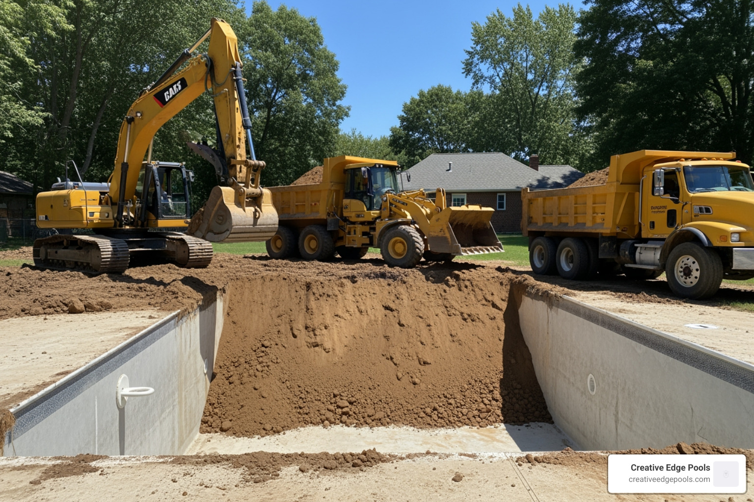 Heavy machinery backfilling a pool area with clean fill dirt - cost to remove pool
