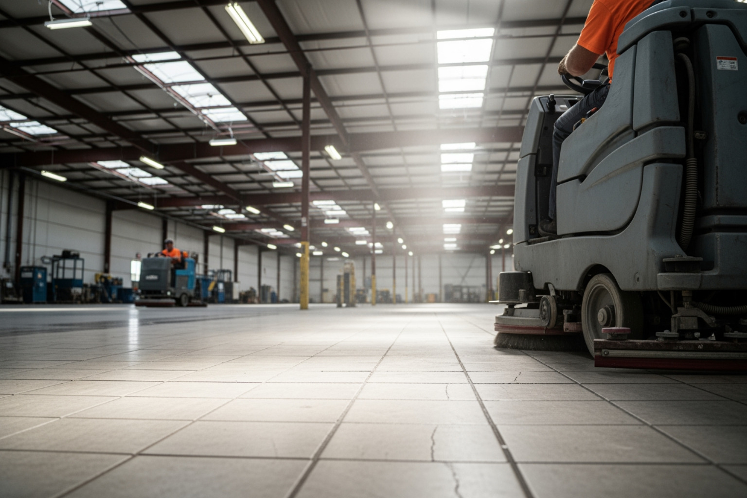 industrial floor scrubber cleaning a warehouse tile floor - grout cleaning floor services industrial floor scrubber cleaning a warehouse tile floor - grout cleaning floor services