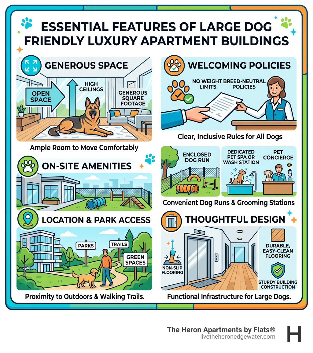 Infographic showing essential features of large dog friendly luxury apartment buildings - Apartments large dog friendly Infographic showing essential features of large dog friendly luxury apartment buildings - Apartments large dog friendly