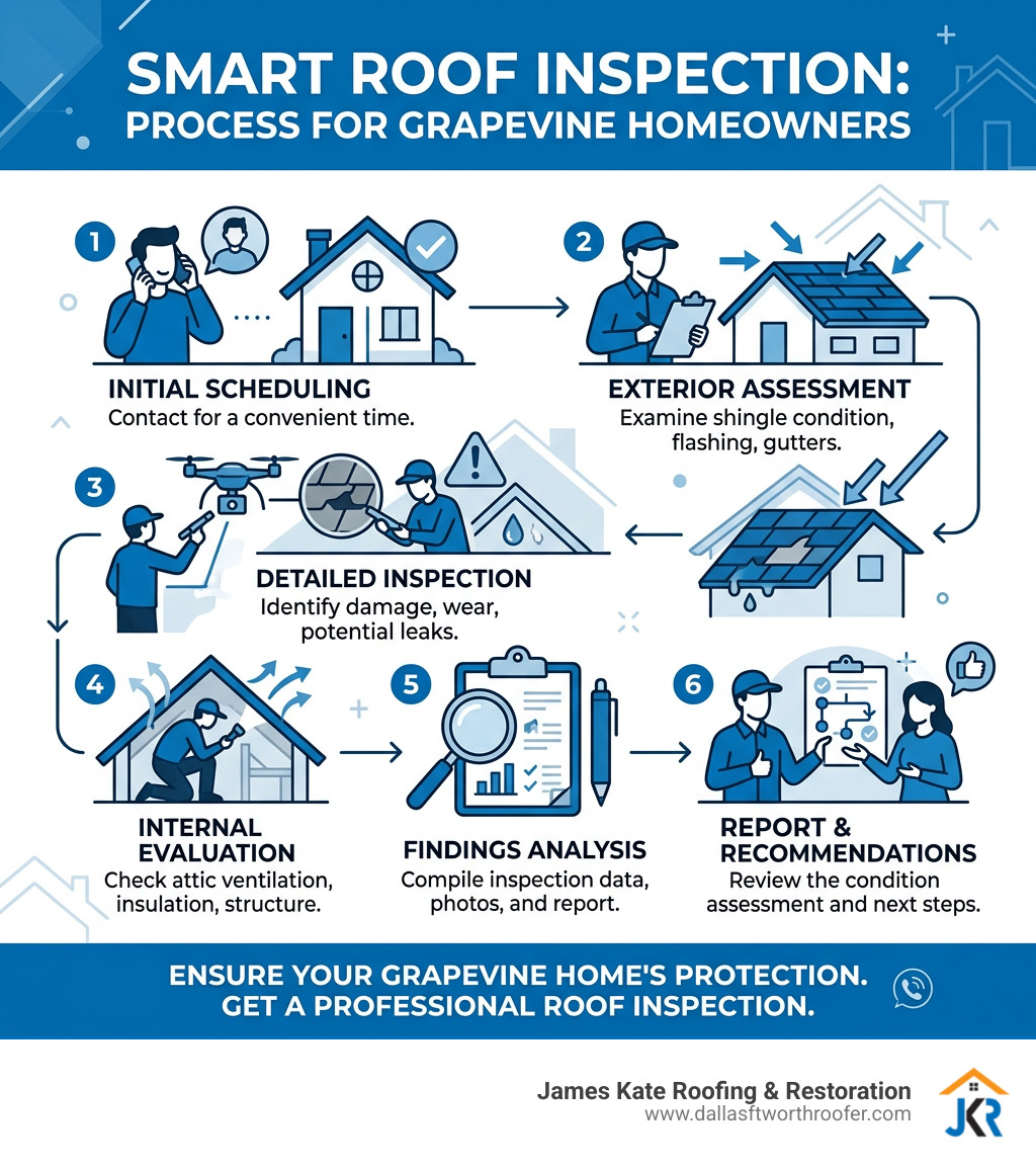 Infographic showing the roof inspection process steps for Grapevine homeowners - roofing company Grapevine infographic Infographic showing the roof inspection process steps for Grapevine homeowners - roofing company Grapevine infographic
