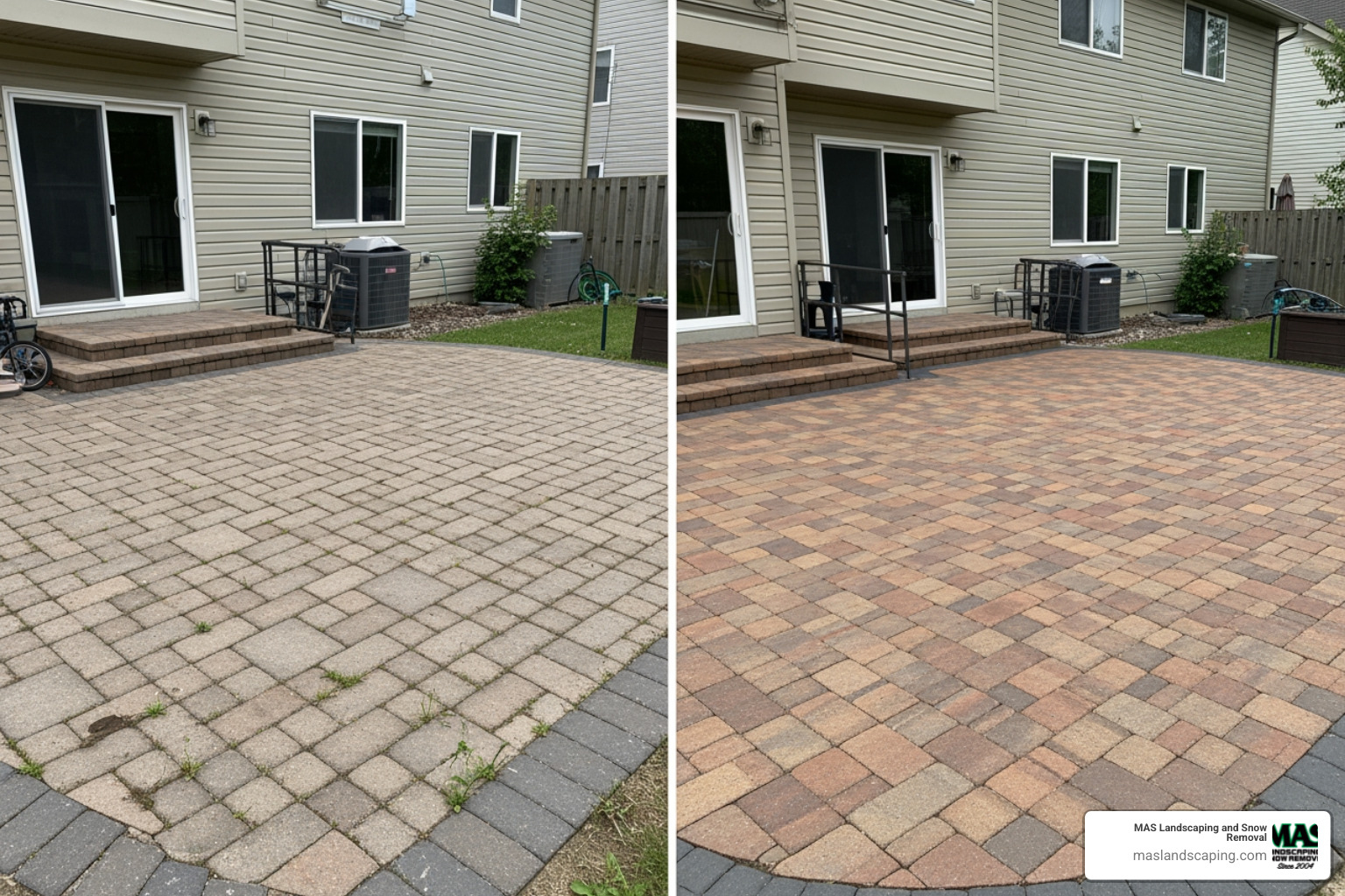 Comparison of unsealed faded pavers versus vibrant sealed pavers - paver sealer companies near me