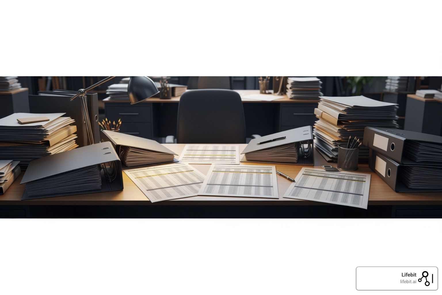 Cluttered spreadsheets and paper files representing traditional trial bottlenecks - trial technology