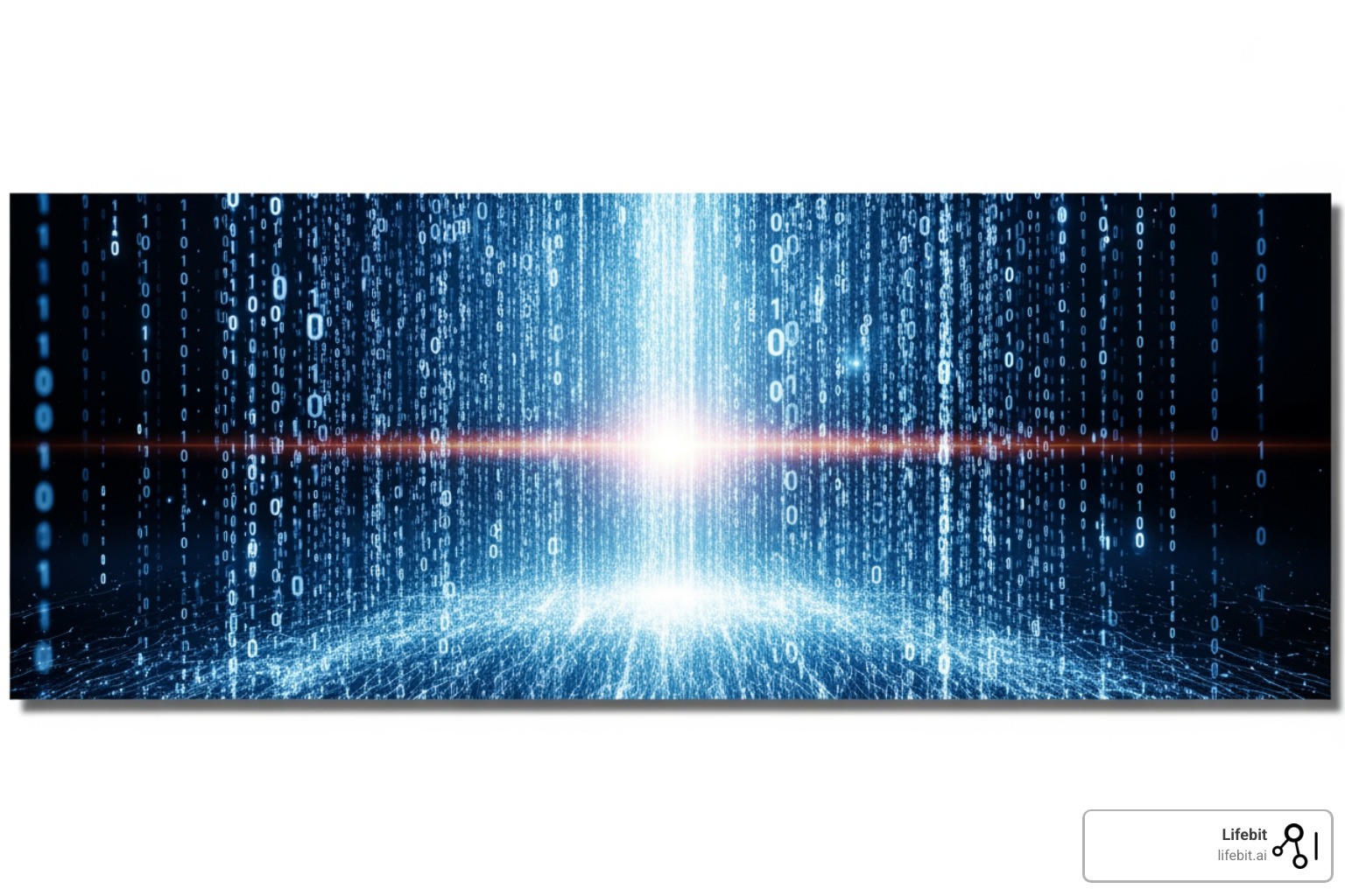 Massive digital data stream representing the explosion of healthcare data - AI-powered pharmacovigilance monitoring