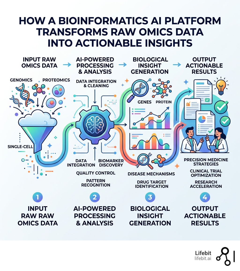 How a bioinformatics AI platform transforms raw omics data into actionable insights step by step - Bioinformatics AI