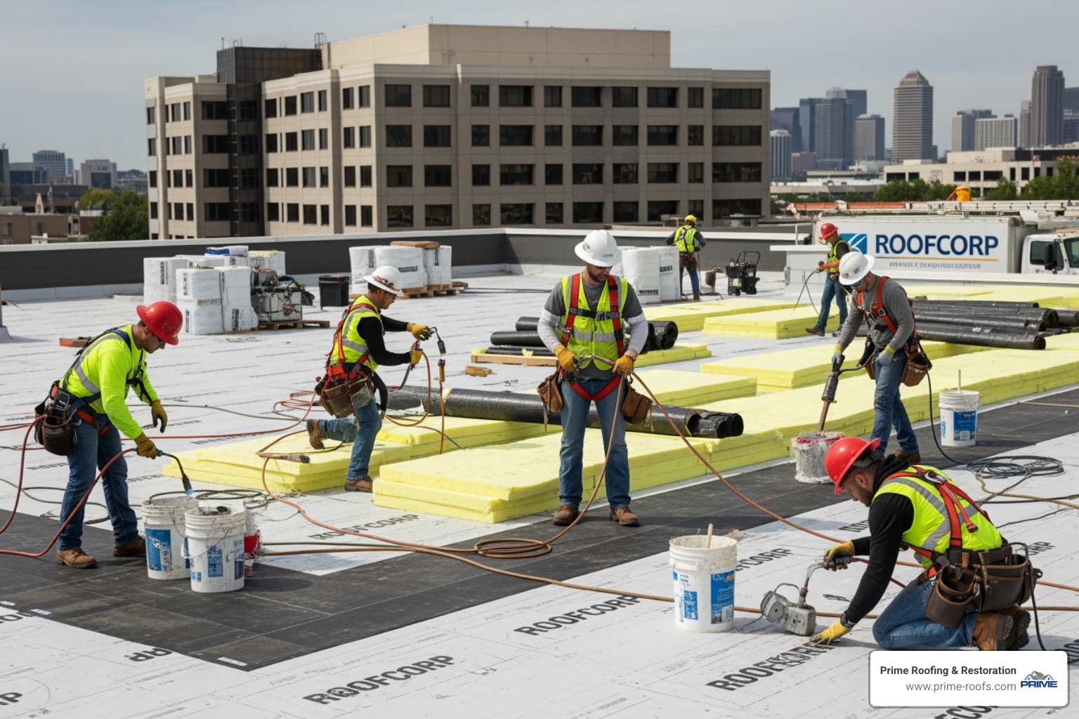 roofing contractor showing a digital roof inspection report to a client - commercial roofers in my area