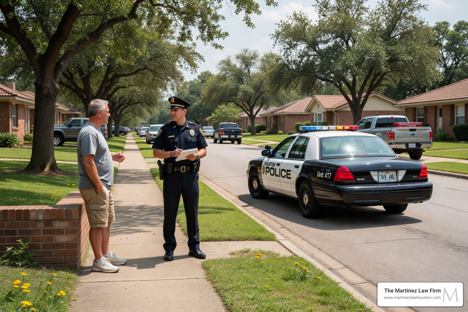 Police officer speaking to a pedestrian in a Houston neighborhood - probable cause vs reasonable suspicion Police officer speaking to a pedestrian in a Houston neighborhood - probable cause vs reasonable suspicion