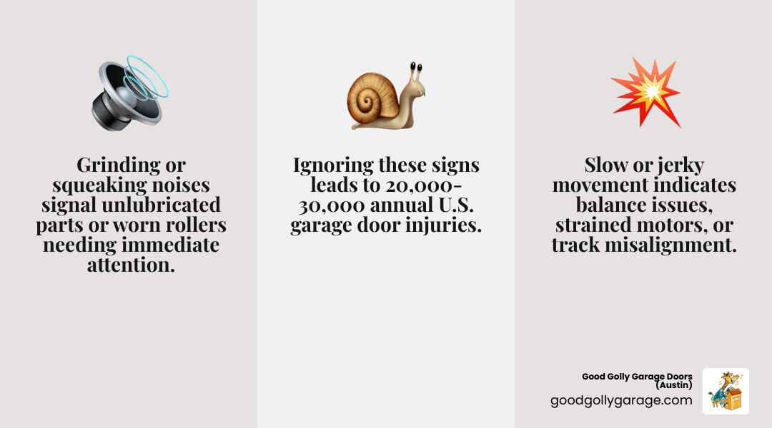 Infographic showing 5 signs you need garage door repair in Leander TX with common failure points - garage door repair in Infographic showing 5 signs you need garage door repair in Leander TX with common failure points - garage door repair in