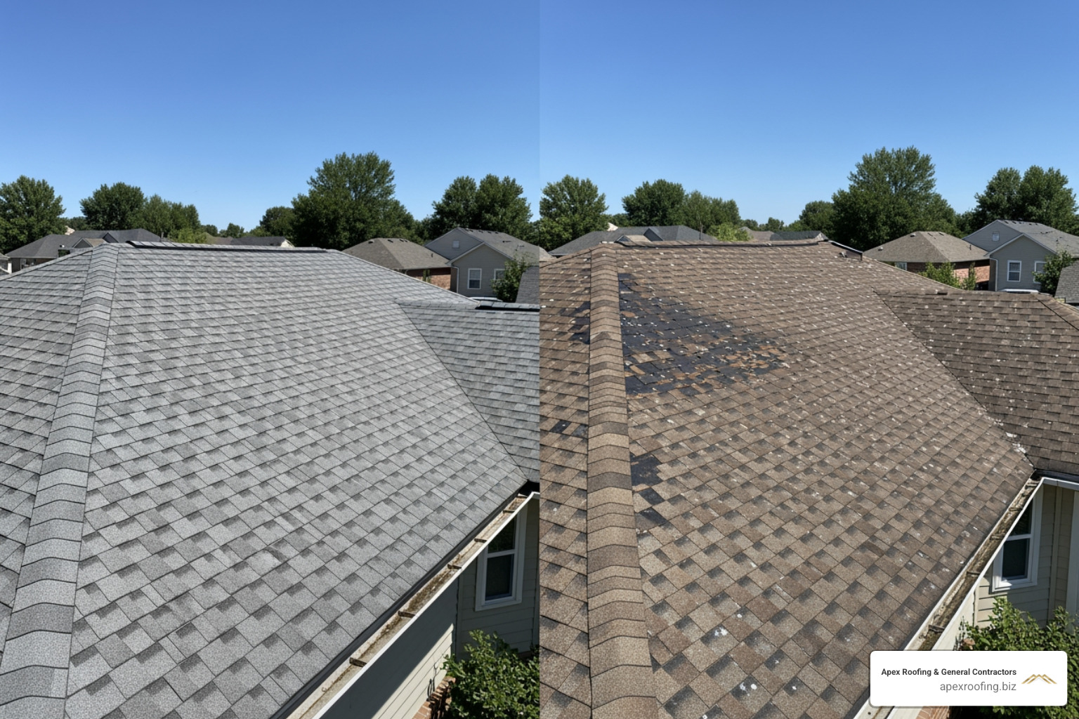 Comparison of a brand new roof vs an aged, weathered roof - acv wind policy Comparison of a brand new roof vs an aged, weathered roof - acv wind policy