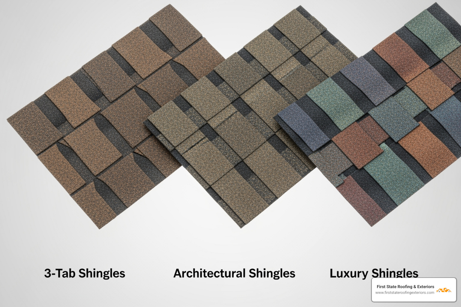 Comparing 3-tab vs architectural vs luxury asphalt shingle textures and styles - cost to install shingle roof
