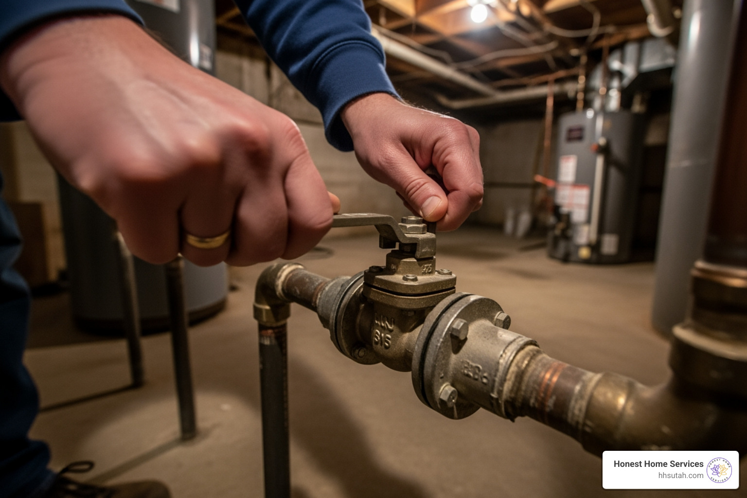 locating and turning off a main water shut-off valve - Burst pipe emergency repair locating and turning off a main water shut-off valve - Burst pipe emergency repair