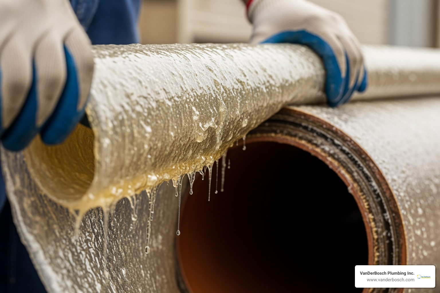 A resin-saturated liner being prepared for insertion into a residential sewer pipe - pipe lining cost A resin-saturated liner being prepared for insertion into a residential sewer pipe - pipe lining cost