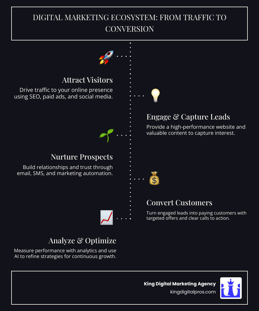 Digital Marketing Ecosystem Infographic: From Website Traffic To Lead Capture To Customer Conversion - Digital Marketing