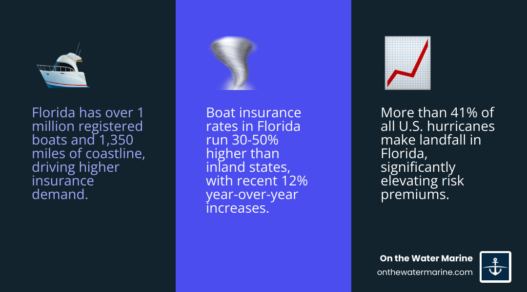 Florida boat insurance rates infographic showing cost ranges, hurricane risk, and key pricing factors - boat insurance Florida boat insurance rates infographic showing cost ranges, hurricane risk, and key pricing factors - boat insurance