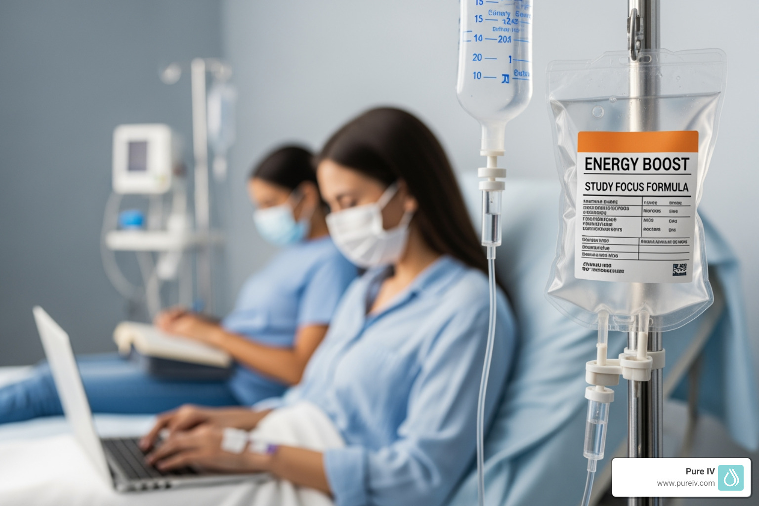 Vials of high-quality B-complex, Vitamin C, and Magnesium used in study energy IV drips - study energy iv drip