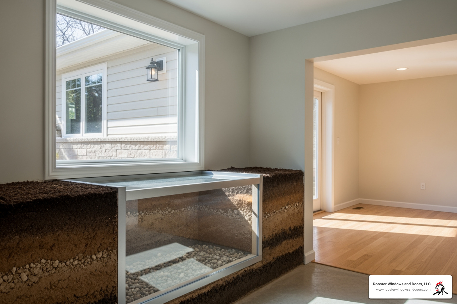 natural light entering a basement through a clean window well - window wells for basement windows