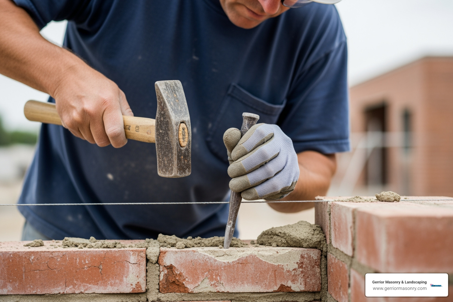 professional mason carefully removing old mortar with hand tools - masonry restoration