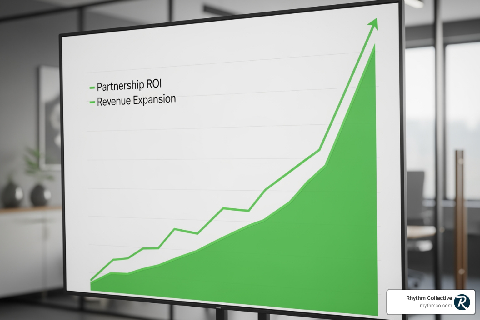 Rising growth chart showing partnership ROI and revenue expansion - strategic marketing partner Rising growth chart showing partnership ROI and revenue expansion - strategic marketing partner