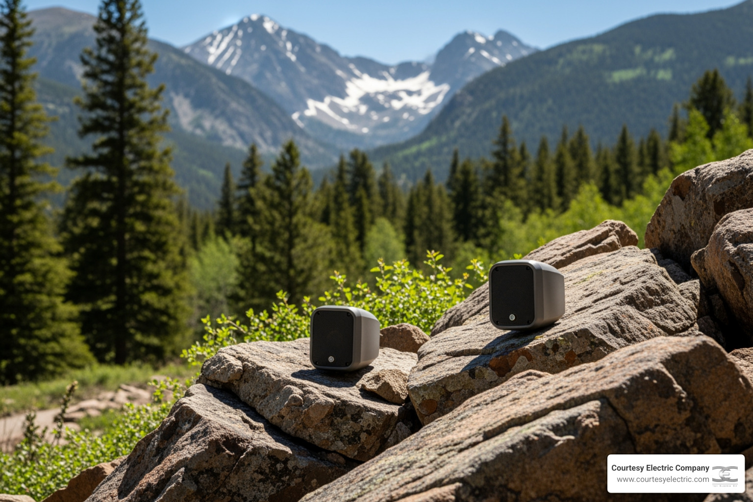 weather resistant landscape speakers nestled in mountain rocks in Fraser CO - best outdoor audio services in fraser, co weather resistant landscape speakers nestled in mountain rocks in Fraser CO - best outdoor audio services in fraser, co