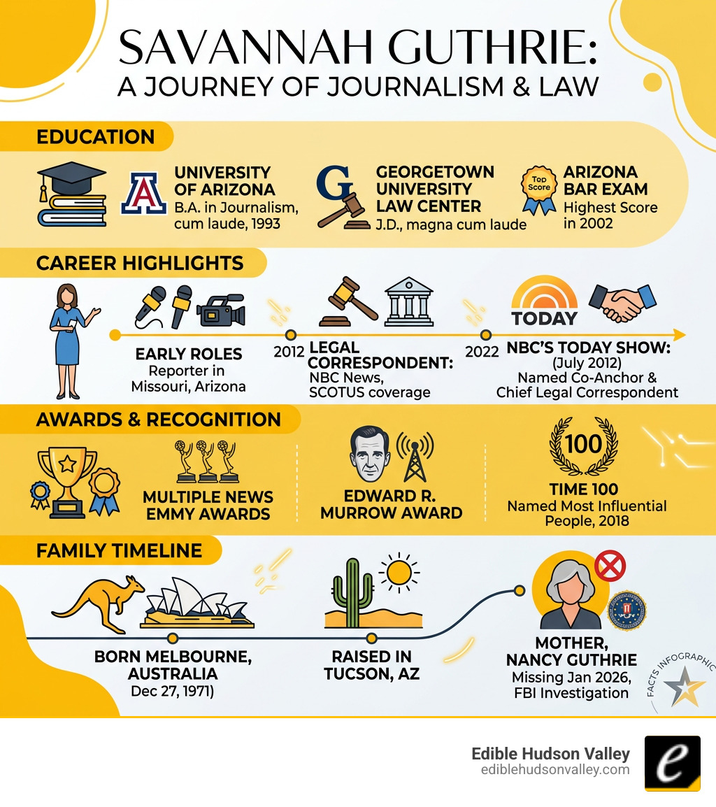 Savannah Guthrie career highlights, education, awards, and family timeline infographic - savannah guthrie infographic Savannah Guthrie career highlights, education, awards, and family timeline infographic - savannah guthrie infographic
