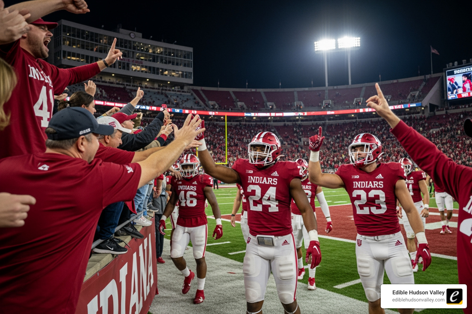 Indiana Hoosiers celebrating a Big Ten victory - curt cignett