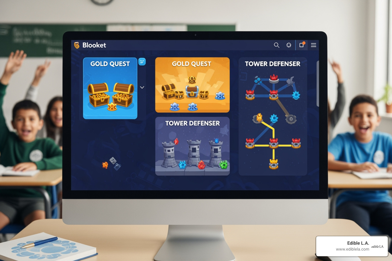 A variety of Blooket gameplay modes including Gold Quest and Tower Defense -  blooket