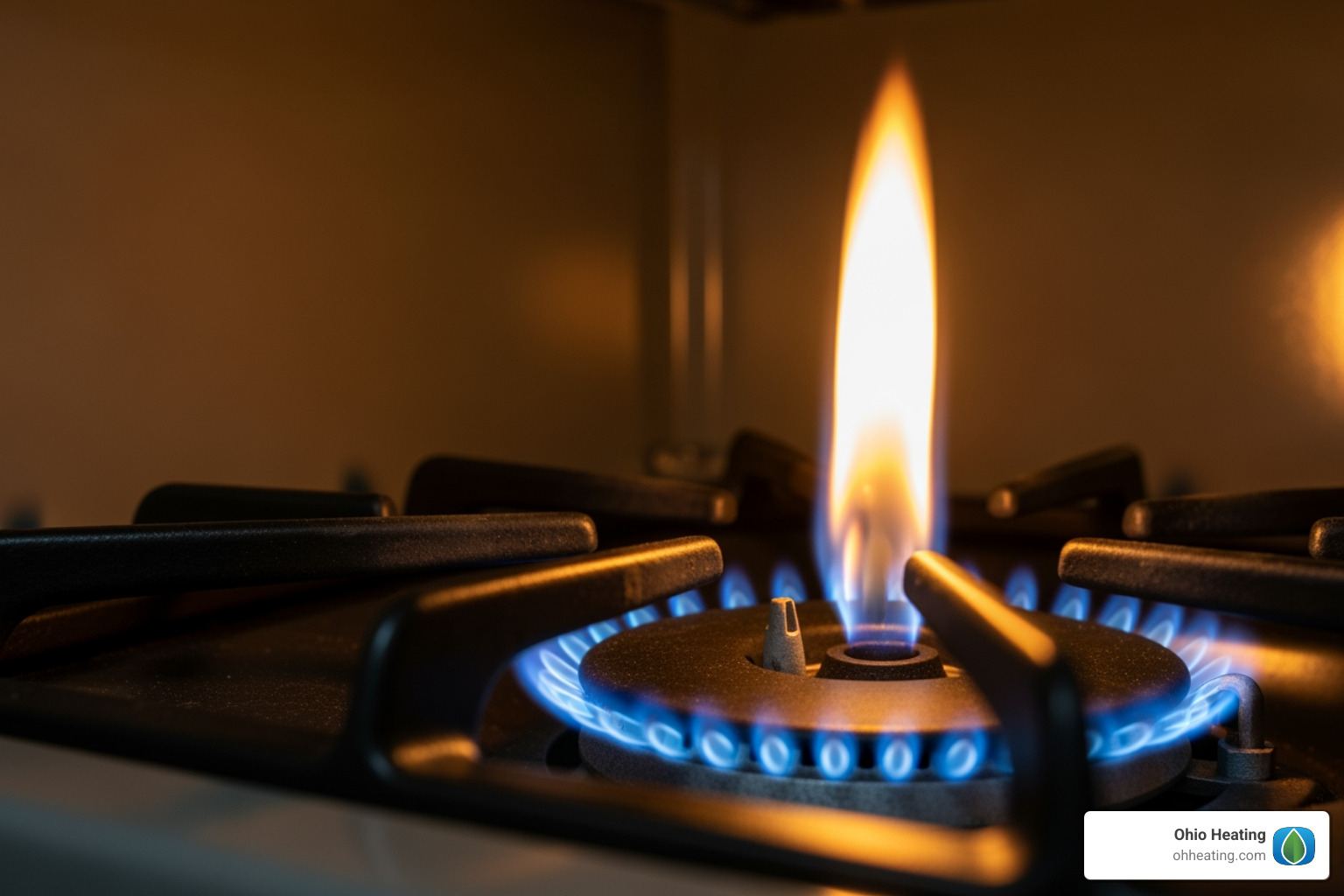 furnace with a yellow pilot light showing a potential safety hazard - furnace repair kettering oh